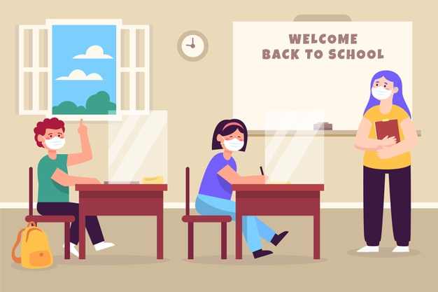 teacher students wearing face mask class 23 2148688964