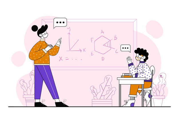 teacher students wearing face mask class 52683 47561